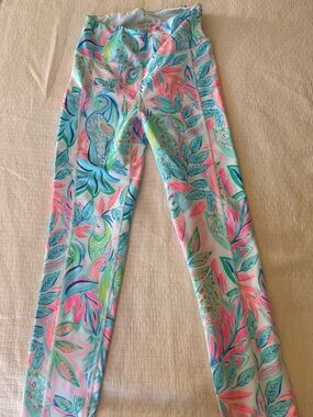 Lilly Pulitzer Girls' Tropical Floral Leggings - Pink, Blue & Green